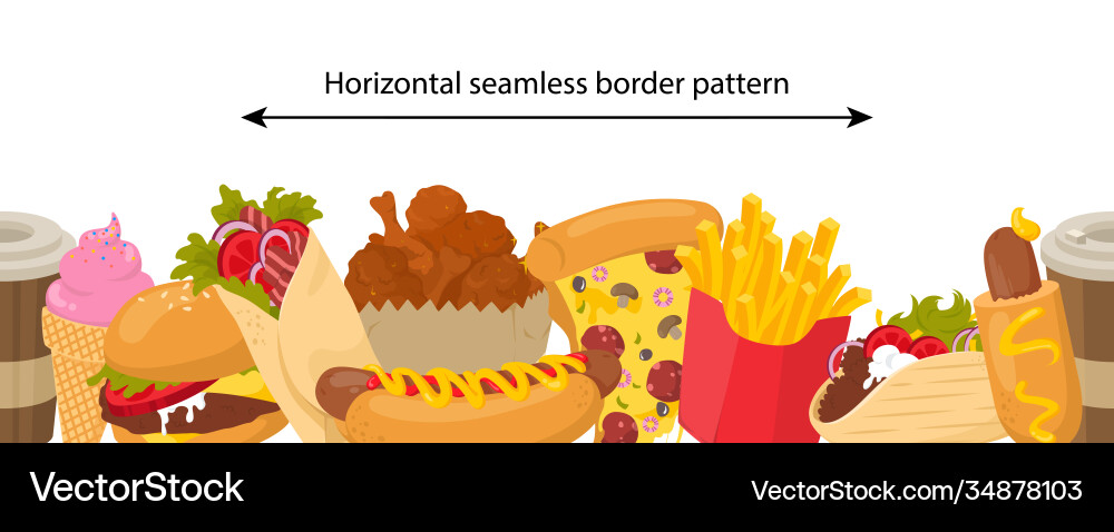 Fast Food Border Pattern vector image