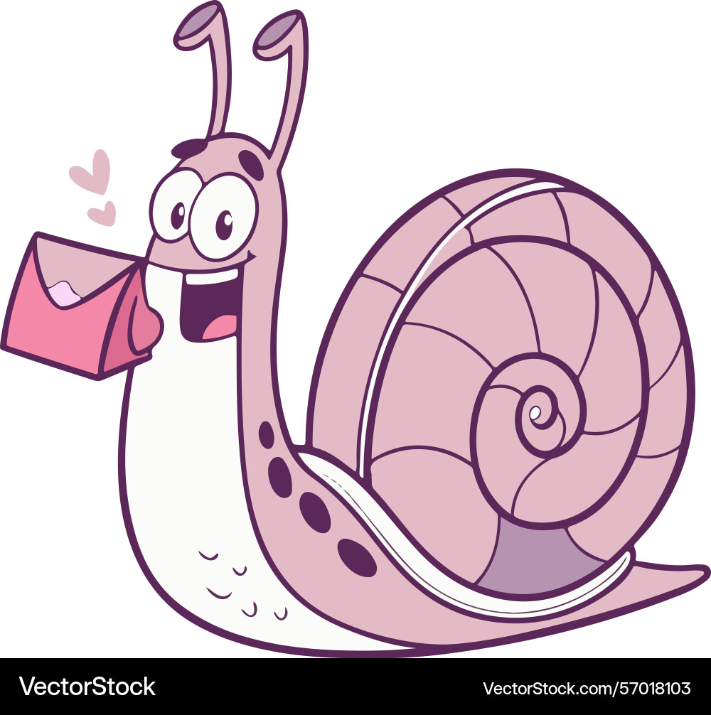 Funny snail with mailbox shell in cartoon style vector image