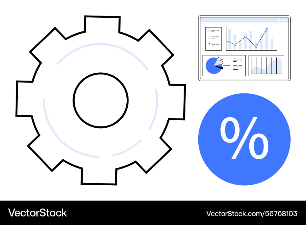 Gear mechanism with data analytics dashboard vector image