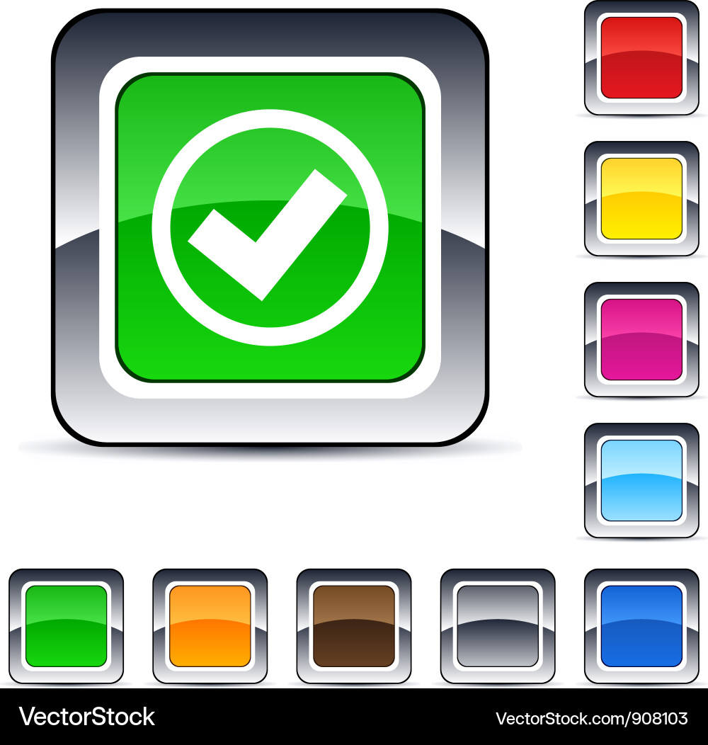 Mark square button Vector Image