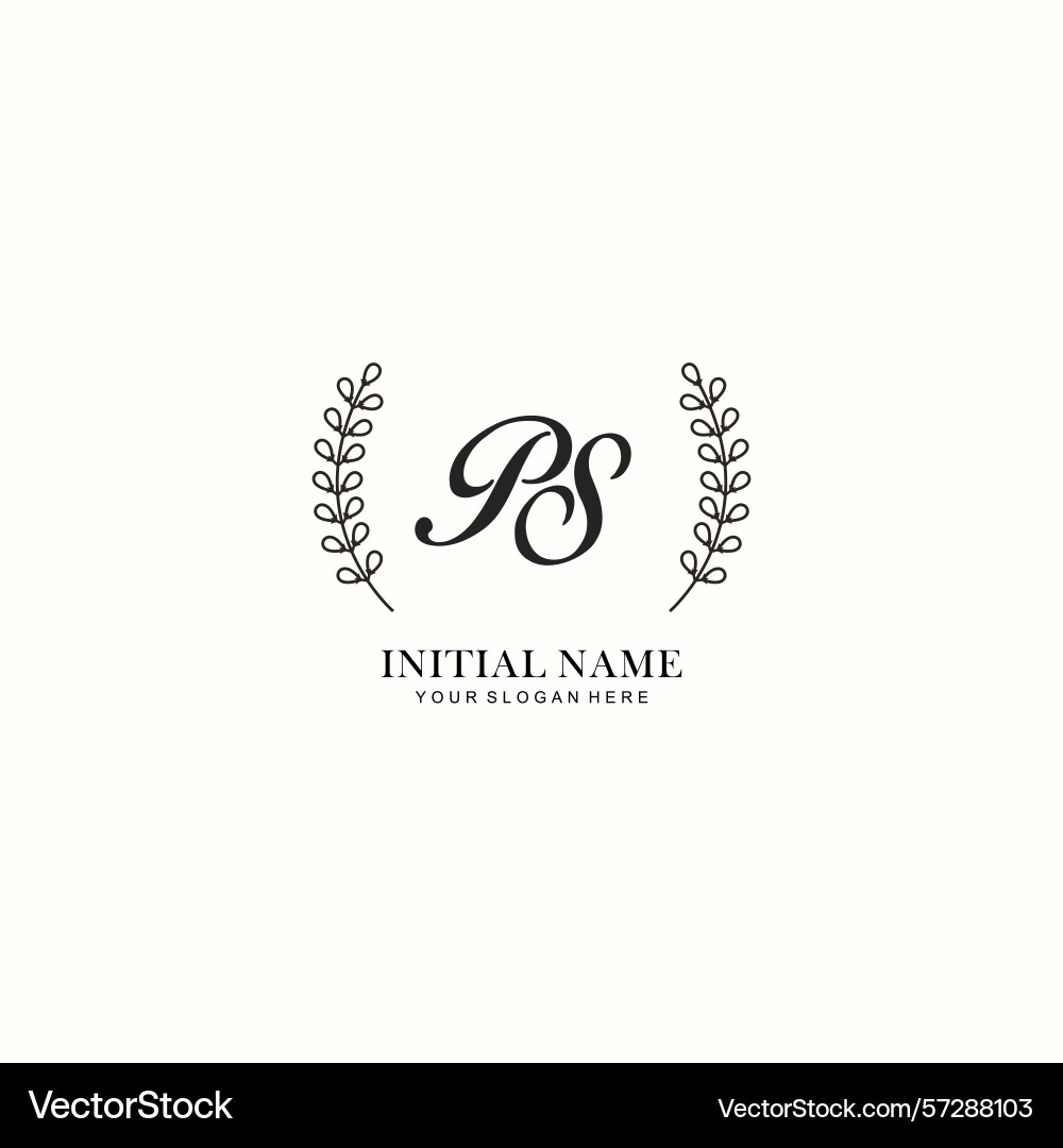 Ps initial logo templates with botanical elements Vector Image