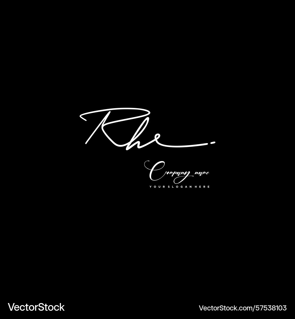 Signature style rh initial logos initials logo Vector Image