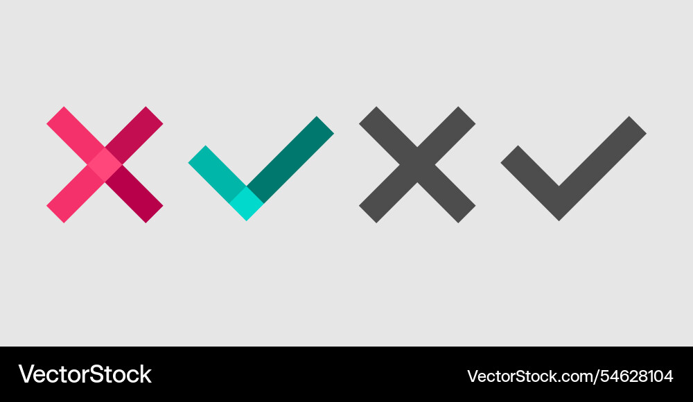 A set of signs with cross and check mark A set of signs with cross and check mark Vector Image