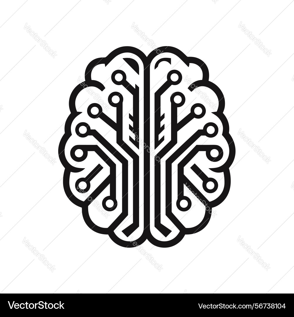 Brain with circuit pattern design vector image