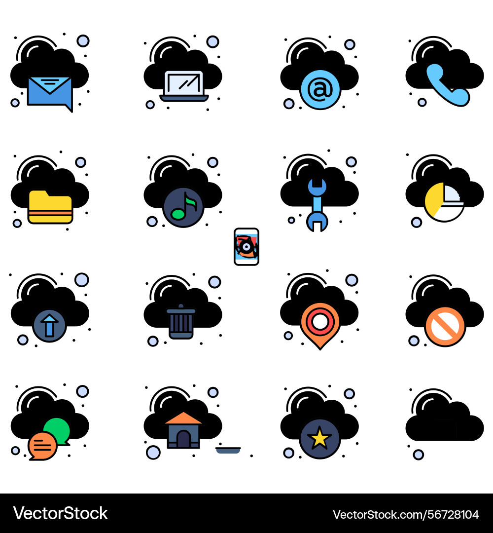 Clouds icons set of in different form Vector Image