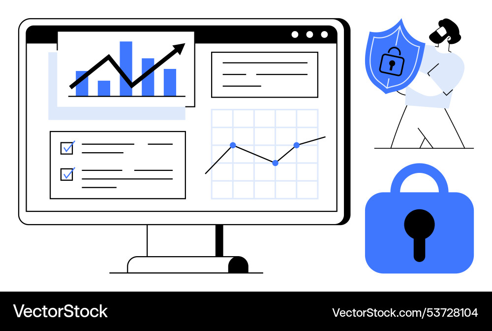 Data analytics and cybersecurity concepts vector image