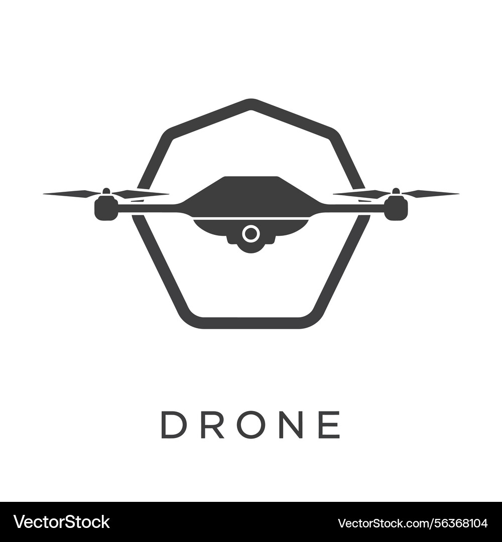 Drone technology icon with hexagonal frame vector image
