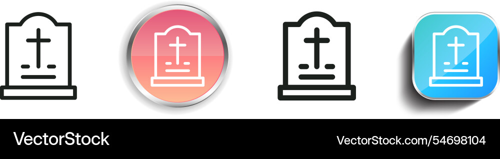 Grave icon thin linear regular and button style vector image