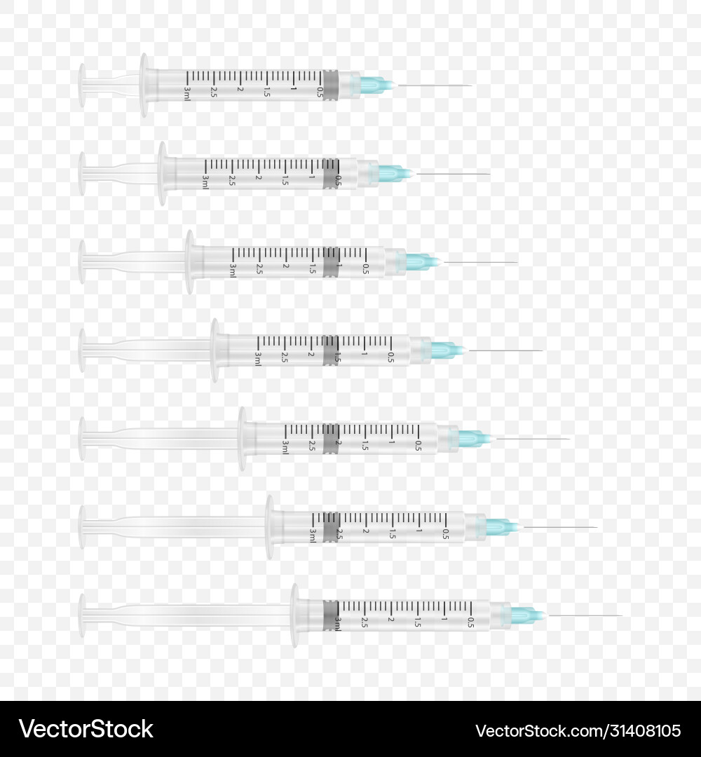 3d realistic blank empty syringe icon set 3d realistic blank empty syringe icon set vector image
