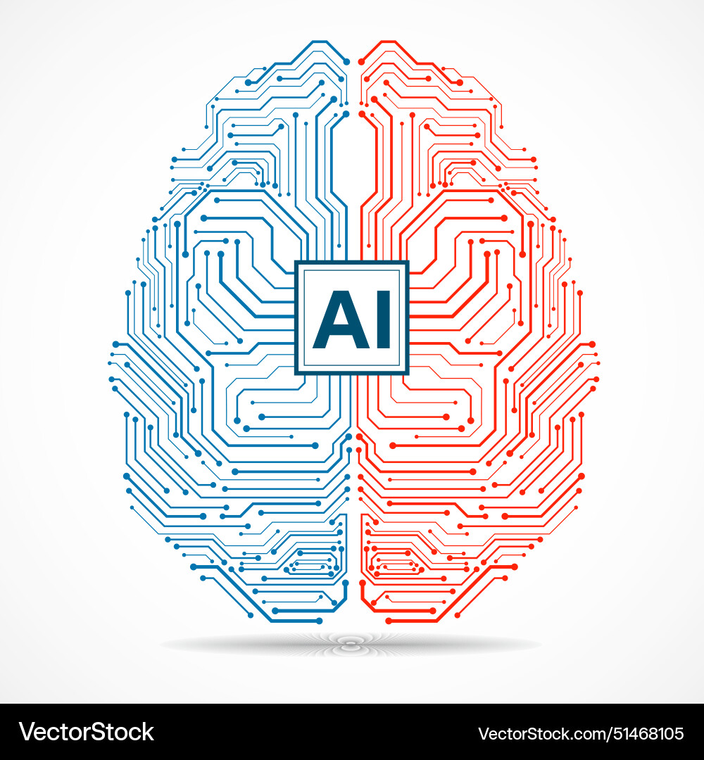 Abstract technological brain with artificial Vector Image