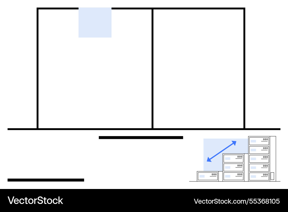 Blueprint of warehouse layout with stacked boxes Blueprint of warehouse layout with stacked boxes vector image