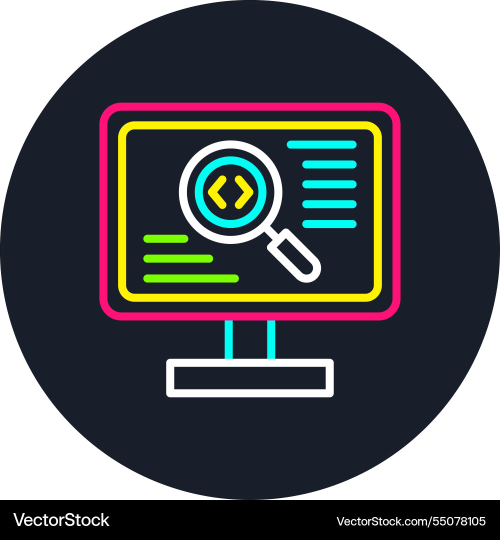 Code review line multi color icon vector image