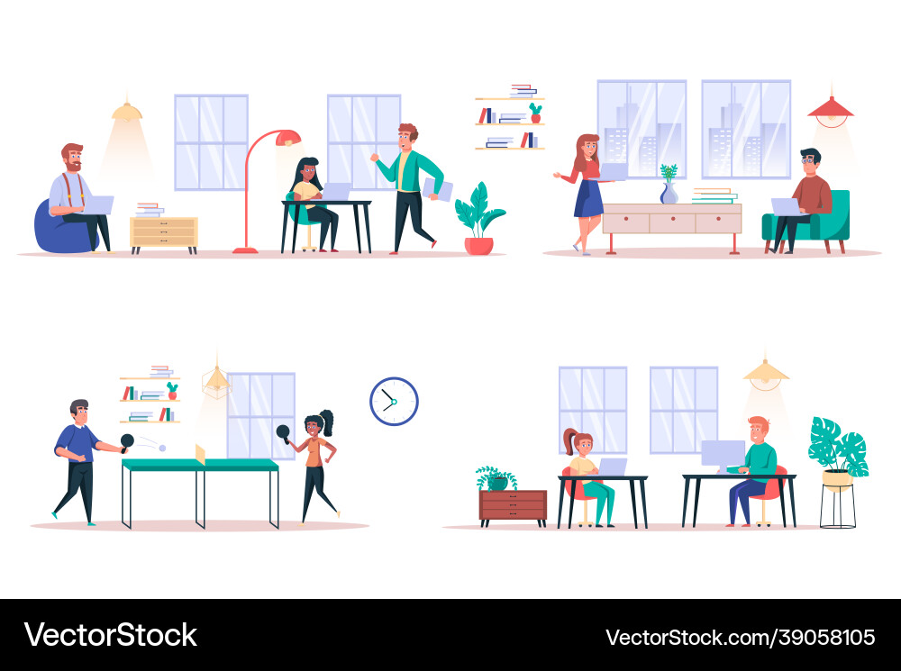 Coworking Center isolierte Elemente Set Coworking Center isolierte Elemente Set vektorbild