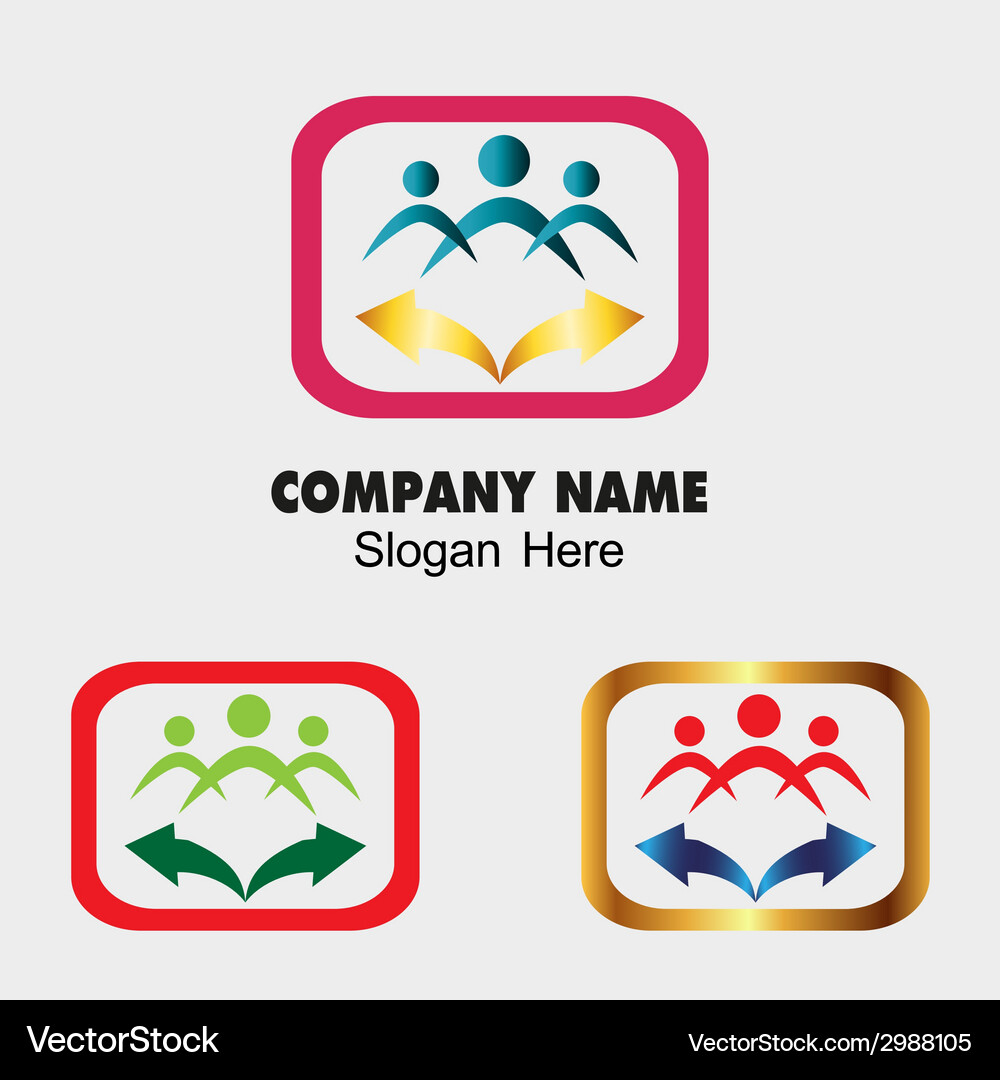 Dynamic abstract person symbol teamwork with arrow Vector Image
