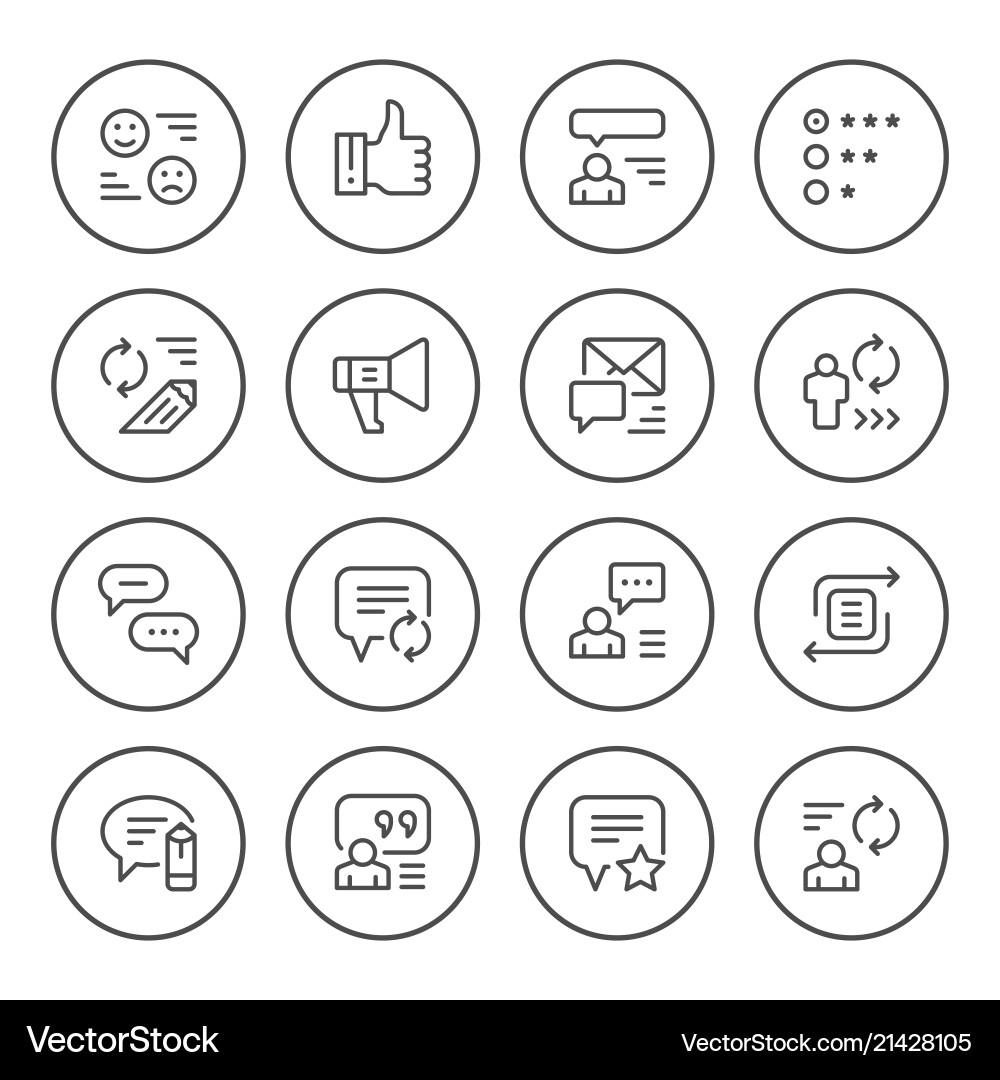 Feedback Icons - Set of Round Line Icons vector image