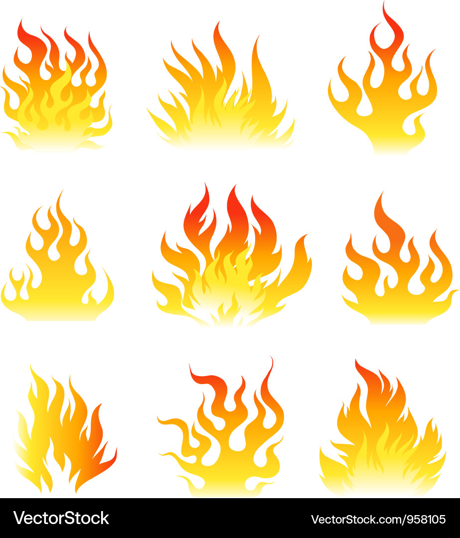 Fire Flames Set vector image