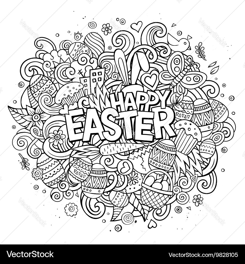 Happy Easter Doodle Art Vector Image