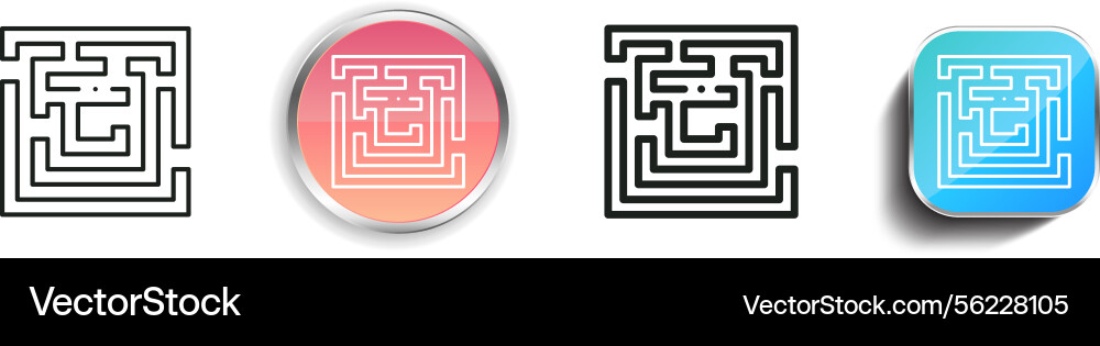 Maze icon thin linear regular and button style Maze icon thin linear regular and button style vector image