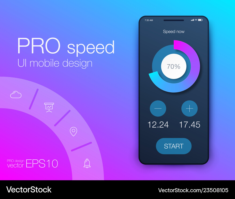 Mobile phone application for analytics stock Mobile phone application for analytics stock vector image
