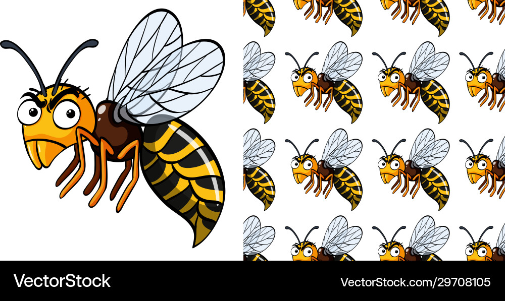 Seamless background design with angry wasp Seamless background design with angry wasp vector image