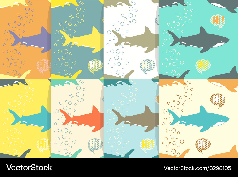 Set of seamless patterns with sharks Vector Image
