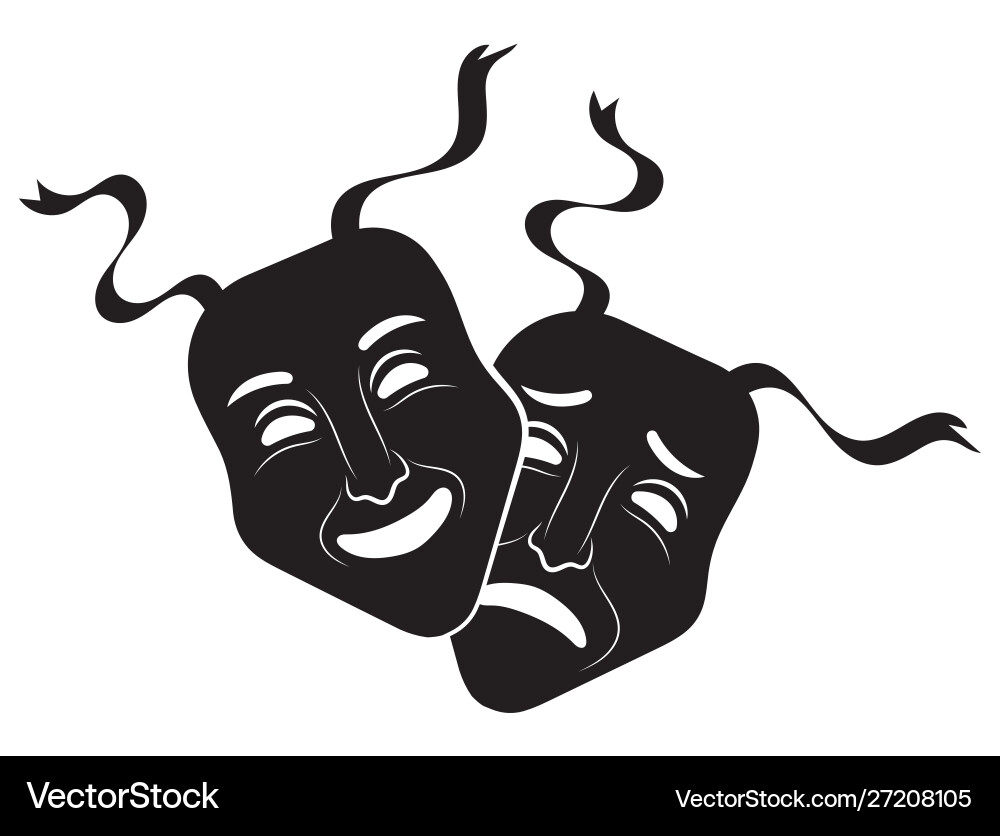 Theatre masks drama and comedy Theatre masks drama and comedy vector image