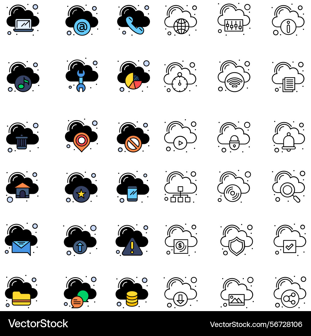 Clouds icons set of in different form vector image