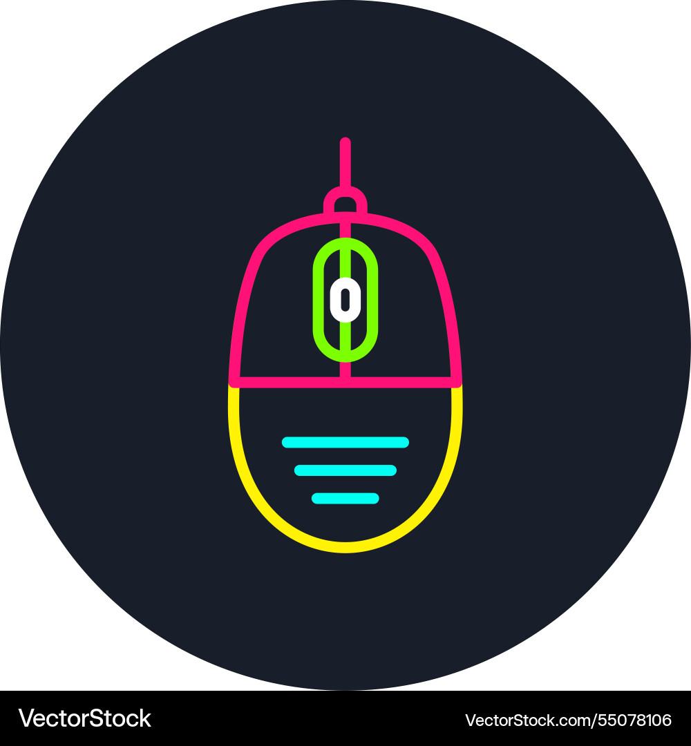 Computer mouse line multi color icon Vector Image