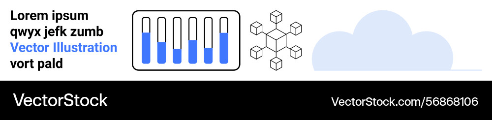 Data analytics bar graphs with cloud computing vector image