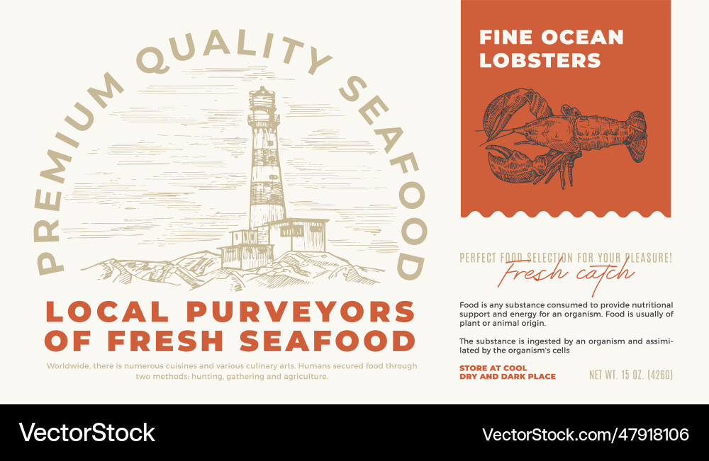 Fine ocean seafood product abstract vector image