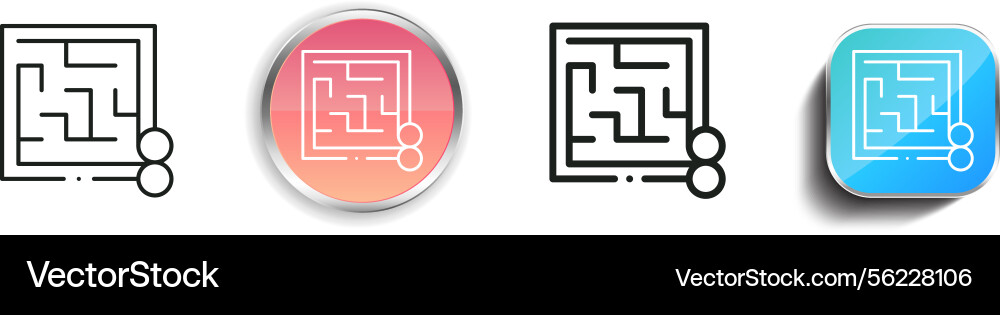 Maze icon thin linear regular and button style vector image
