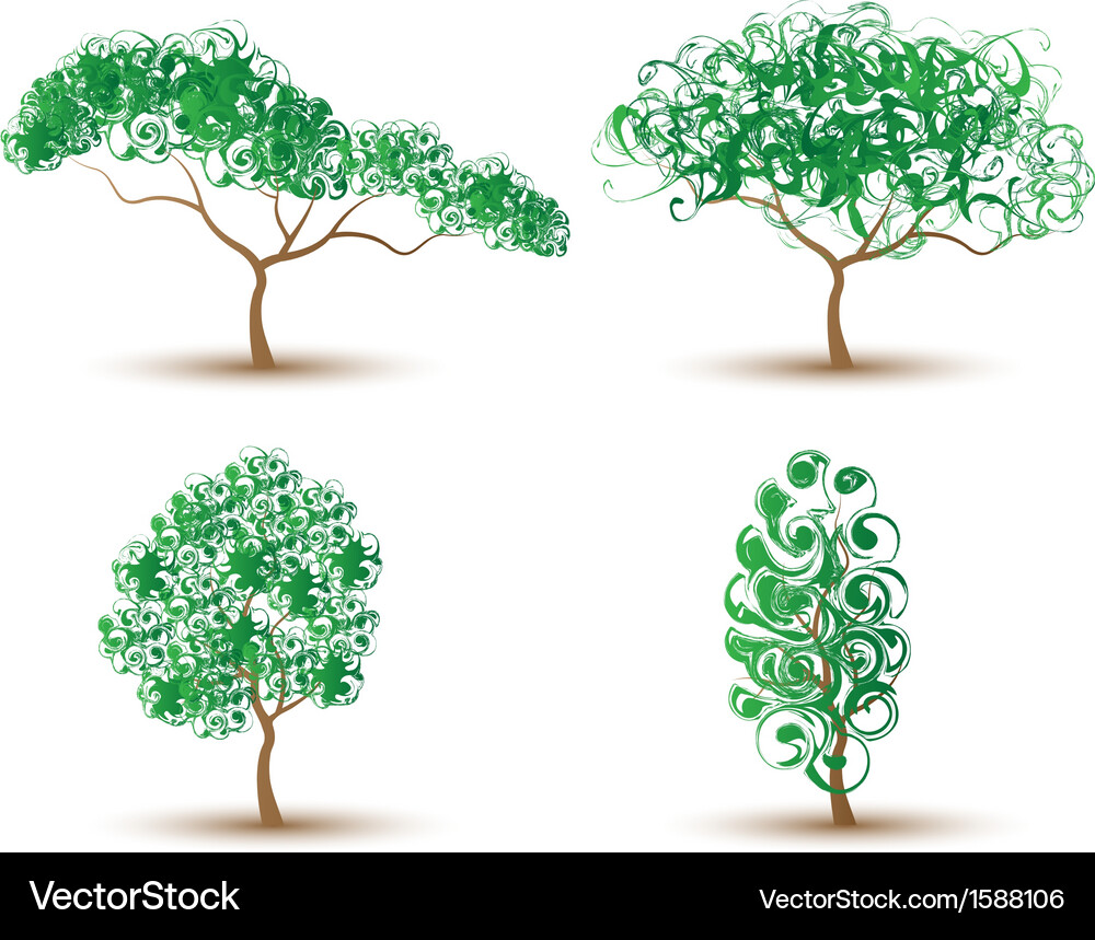 Trees abstract-collection of four Vector Image