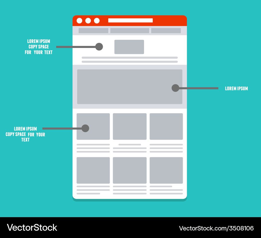 Wireframe - information structure and description Vector Image