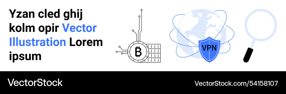 Bitcoin blockchain technology vpn security Bitcoin blockchain technology vpn security vector image