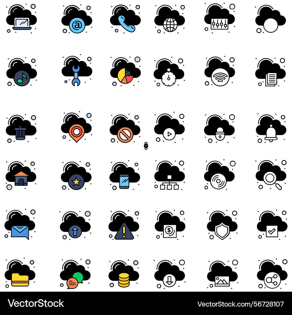 Clouds icons set of in different form vector image