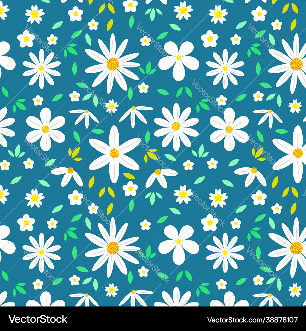 Cute daisy seamless pattern Royalty Free Vector Image