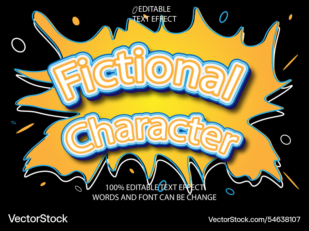 Fictional character editable text effect 3d Fictional character editable text effect 3d vector image