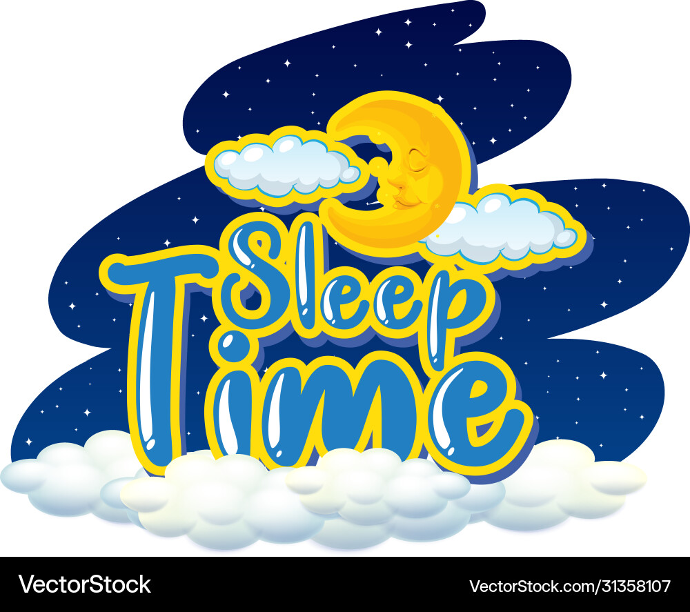 Font design for word sleep time with night sky vector image