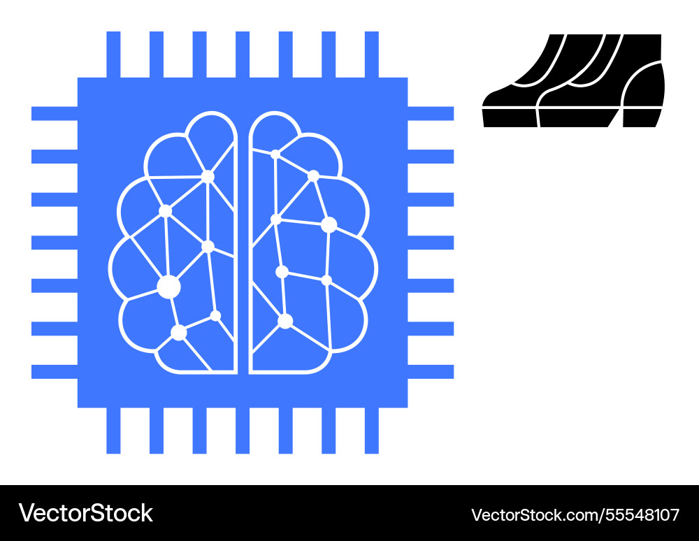 Neural network brain inside microchip representing Neural network brain inside microchip representing vector image