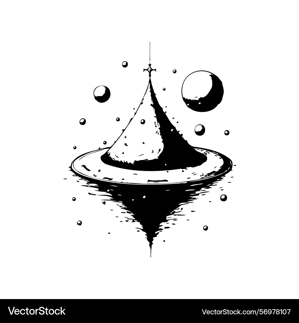 Surreal monochrome space object floating above Vector Image