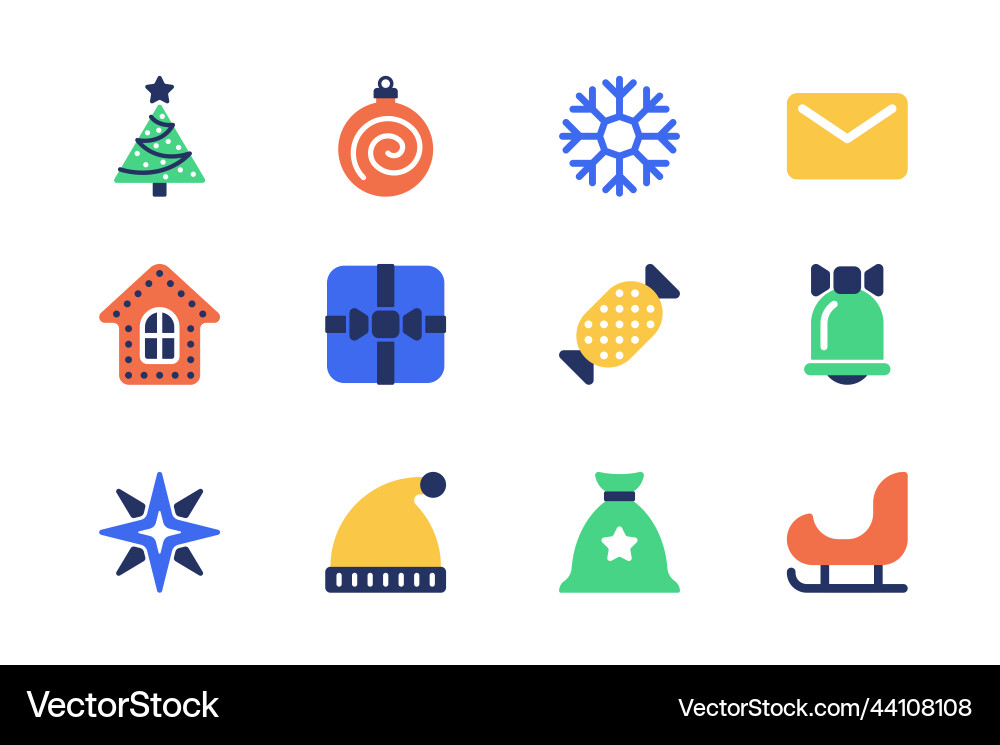 Christmas concept of web icons set in simple flat vector image