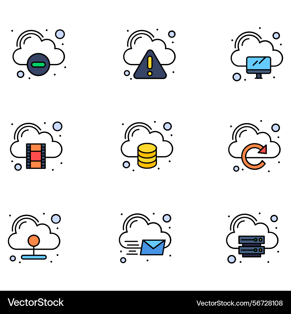Clouds icons set of in different form Clouds icons set of in different form Vector Image