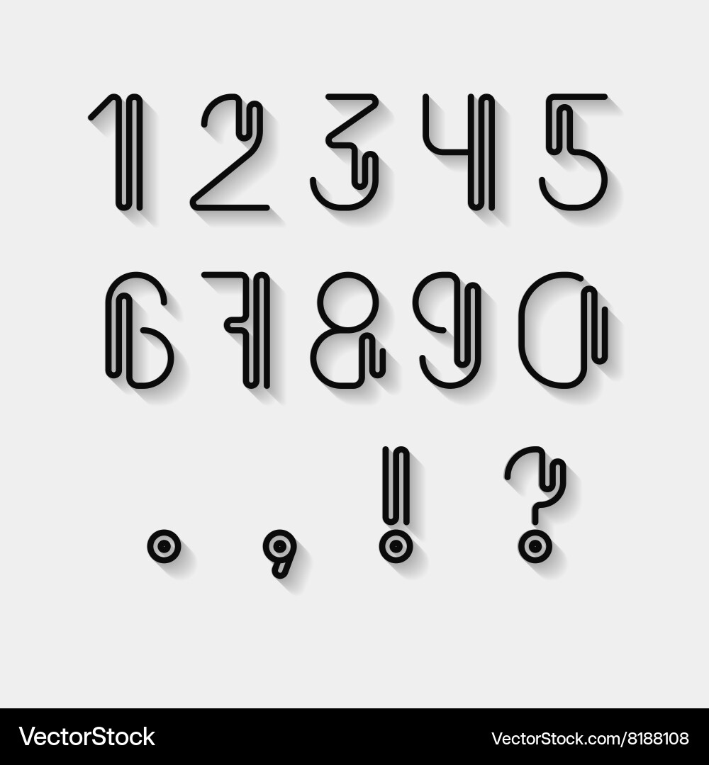 Curved Numerals & Punctuation Set Vector Image