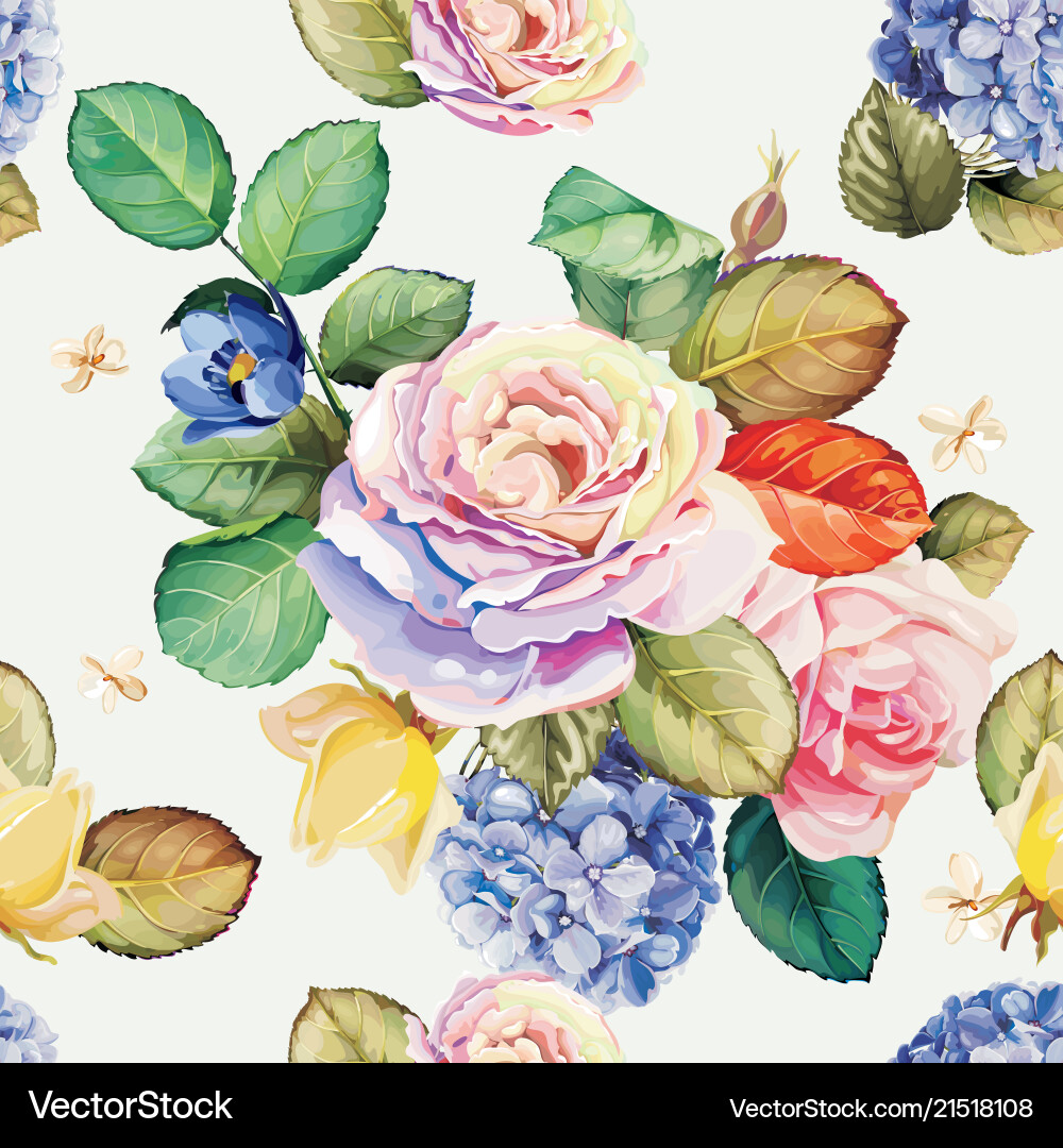 Elegant Hydrangea Floral Pattern Vector Image