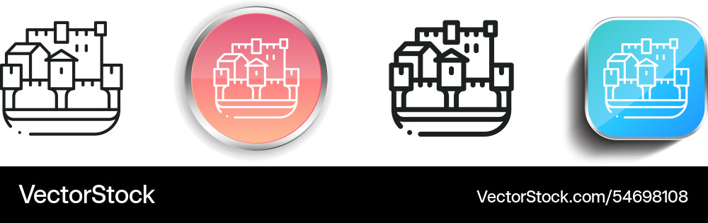 Gravensteen icon thin linear regular and button vector image