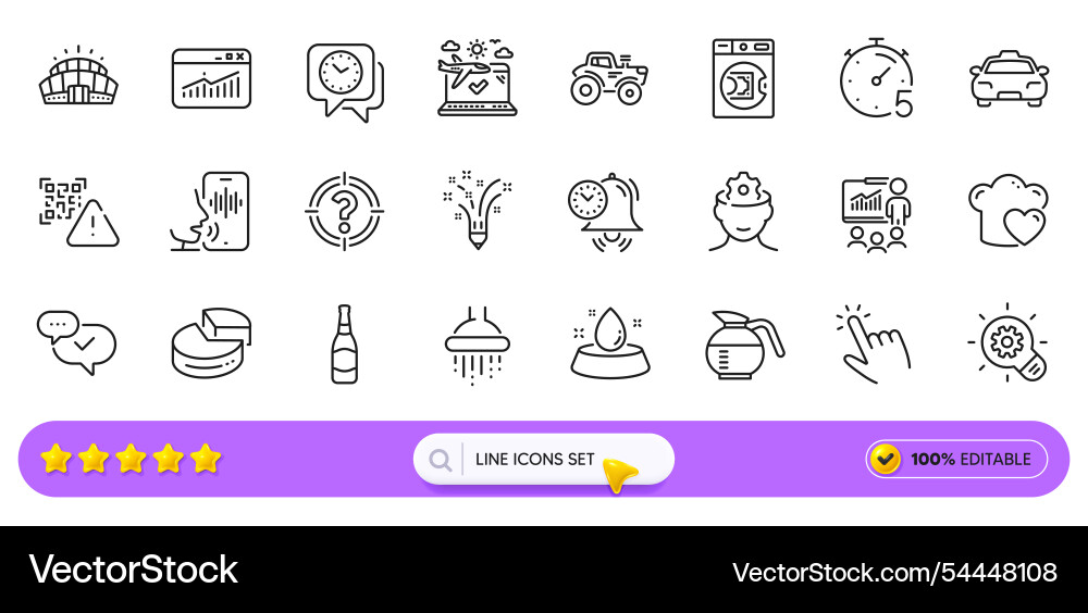 Taxi qr code and pie chart line icons for web app Taxi qr code and pie chart line icons for web app vector image