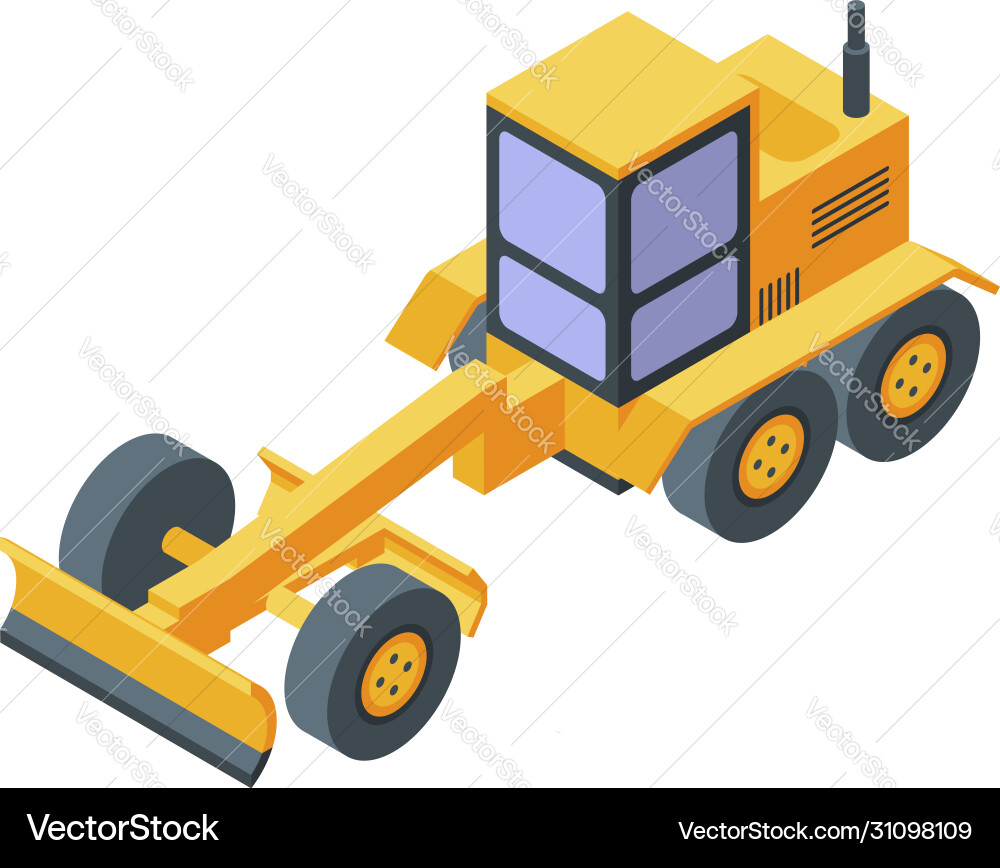 Building grader machine icon isometric style Building grader machine icon isometric style vector image