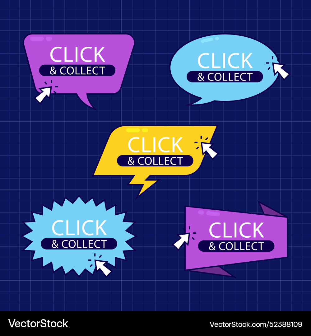 Click and collect button collection vector image