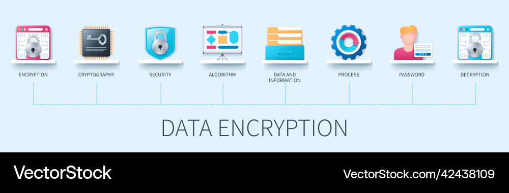 Data Security & Encryption Infographic Vector Image