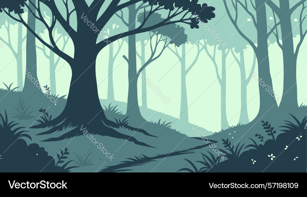 Deep forest with tall dense trees design vector image